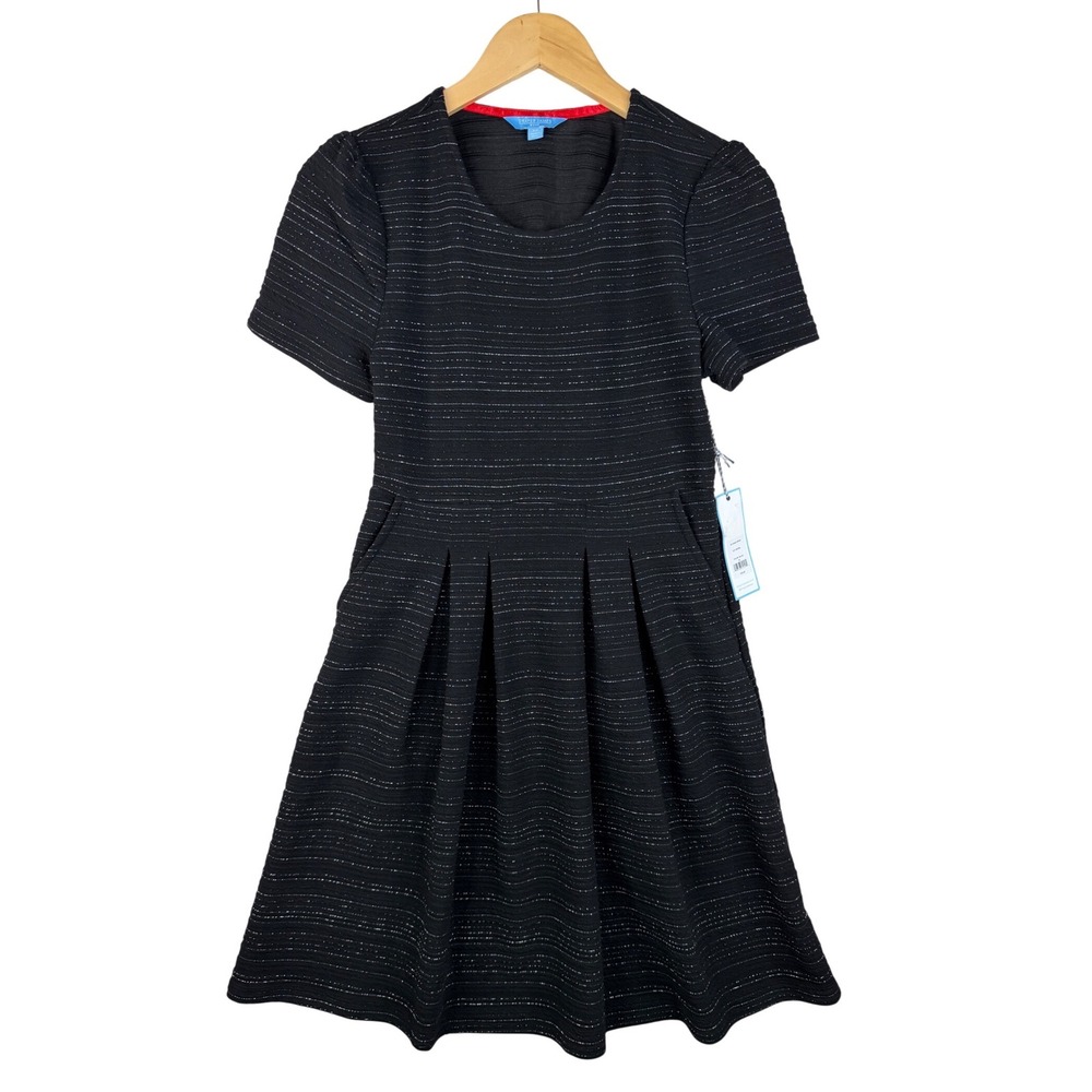 NWT Draper James RSVP Black Short Sleeve Shine‎ Dress Size XS